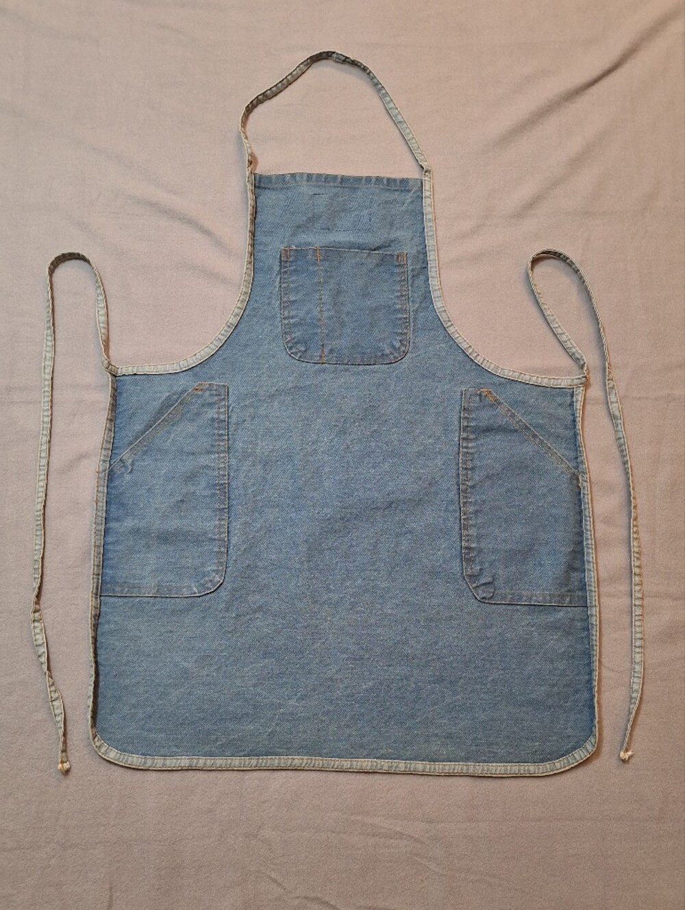 Selvedge 4 Pocket Blue Denim Tie Chore Apron Barn Shop Utility Workwear